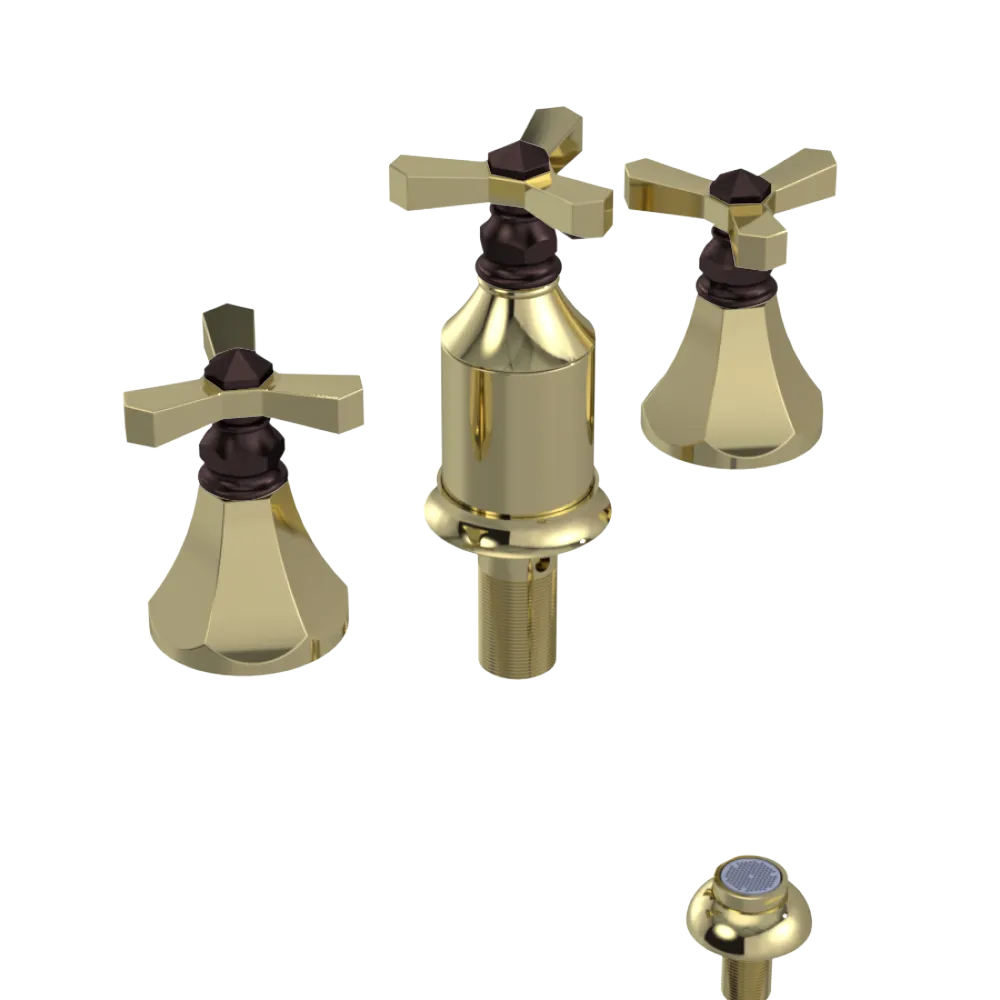 Rubinet Bidet Fitting with Spray, Diverter, and Vacum Breaker (Less Drain) Gold