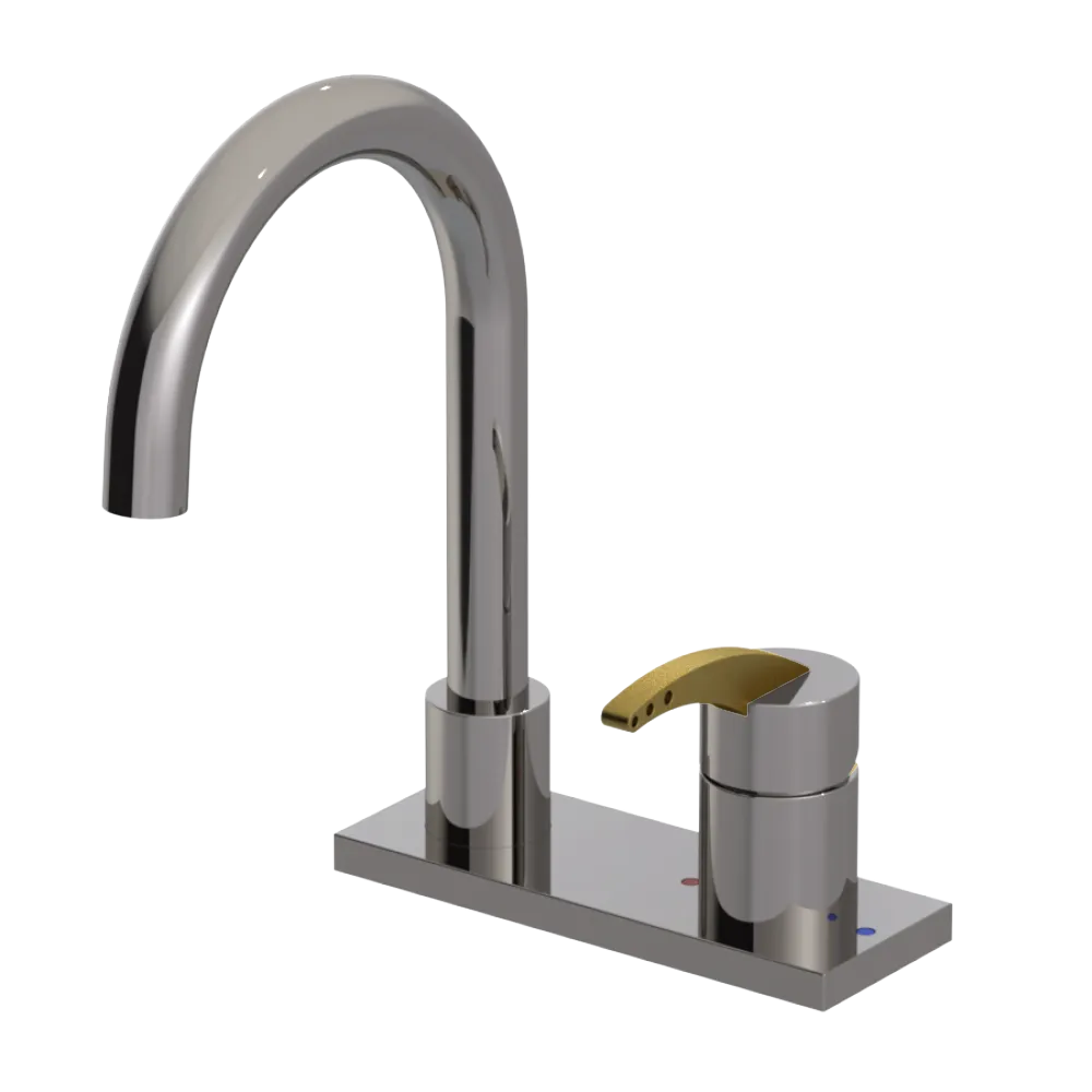 Rubinet 4" Centre Single Control Lav. Set. (less drain) Polished Nickel