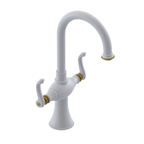 Rubinet Single Hole Dual Handle Lav. Set. (less drain) White