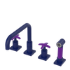 Rubinet Widespread Kitchen Set with Genesis Spout with Hand Spray Midnight Blue