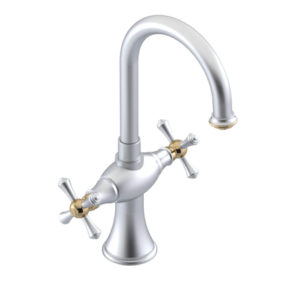 Rubinet Single Hole Dual Handle Lav. Set. (less drain) Satin Chrome