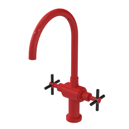 Rubinet Two Handle Single Hole Kitchen Set with LaSalle Spout Red
