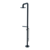 Rubinet Pressure Balance Outdoor Shower with Foot Rinse & 10" Shower Head (with shelf) - 304 Stainless Steel Matt Black