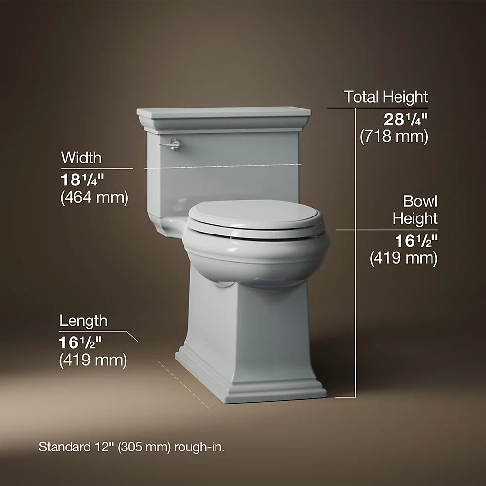 Kohler Memoirs® Stately One-piece compact elongated toilet with skirted trapway, 1.28 gpf - Golzar Home