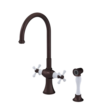 Rubinet Two Handle Single Hole Kitchen Set with Hand Spray Oil Rubbed Bronze