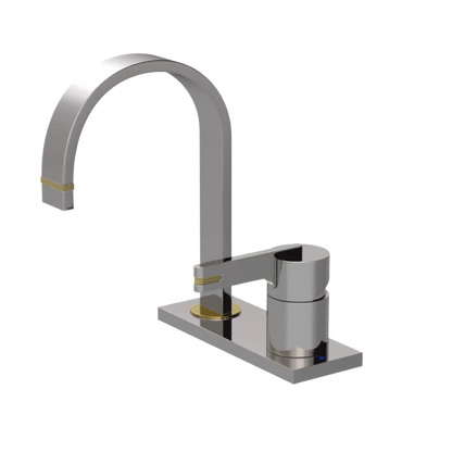 Rubinet 4" Centre Single Control Lav. Set (less drain) Polished Nickel