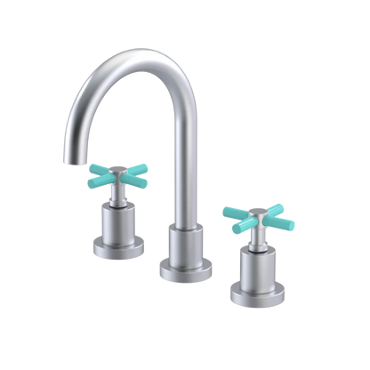 Rubinet Widespread Lav. Set. (less drain) Satin Chrome