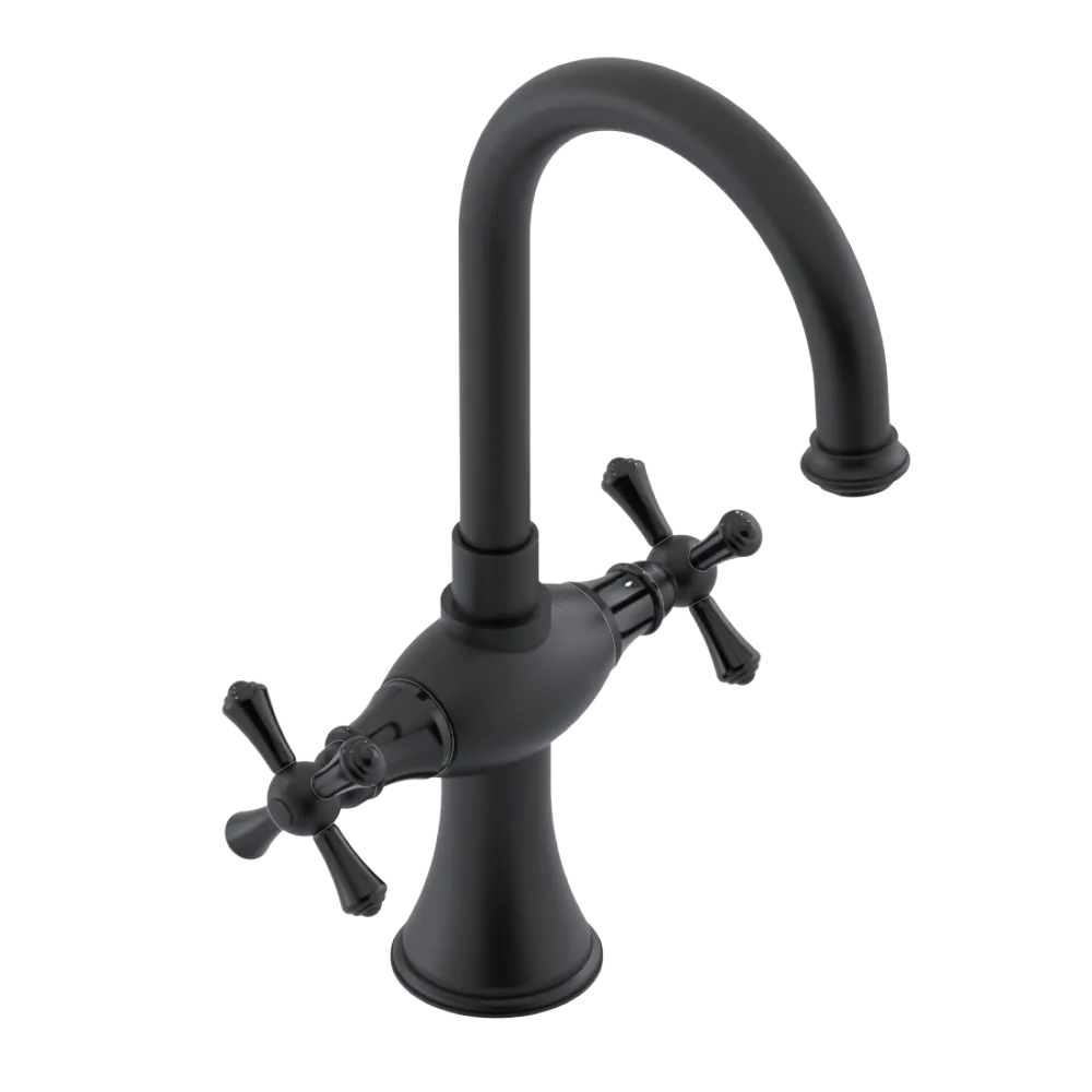 Rubinet Single Hole Dual Handle Lav. Set. (less drain) Matt Black