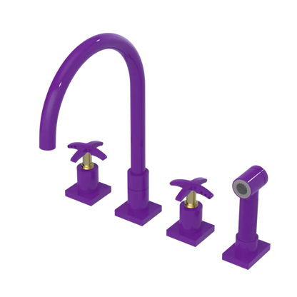 Rubinet Widespread Kitchen Set with Hand Spray Purple Haze