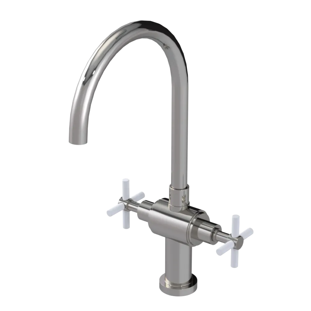 Rubinet Two Handle Single Hole Kitchen Set with LaSalle Spout Polished Nickel