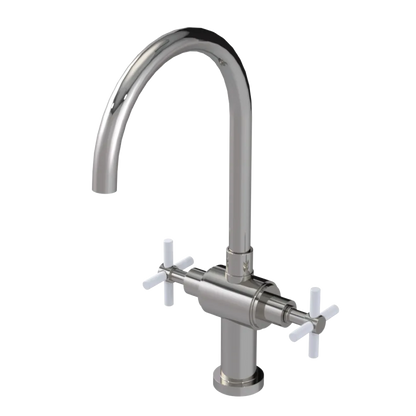 Rubinet Two Handle Single Hole Kitchen Set with LaSalle Spout Polished Nickel