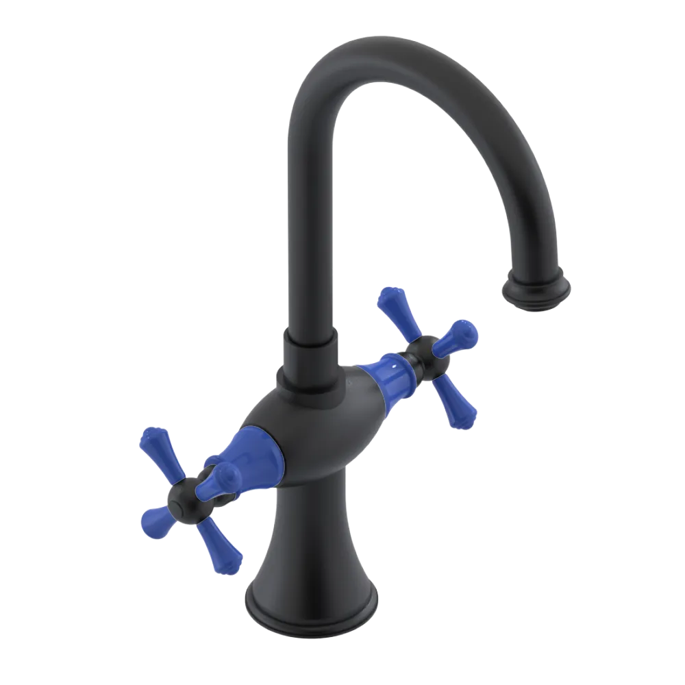 Rubinet Single Hole Dual Handle Lav. Set. (less drain) Matt Black
