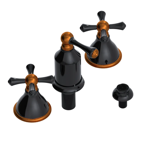 Rubinet Bidet Fitting with Spray, Diverter, and Vacum Breaker (Less Drain) Black