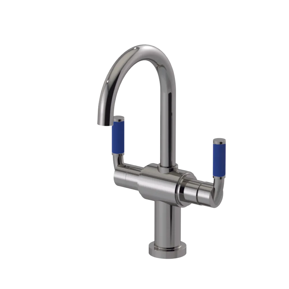Rubinet Single Hole Dual Handle Lav. Set. (less drain) Polished Nickel