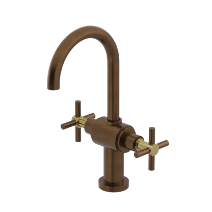 Rubinet Single Hole Dual Handle Lav. Set with LaSalle Spout (less drain) Tuscan Brass