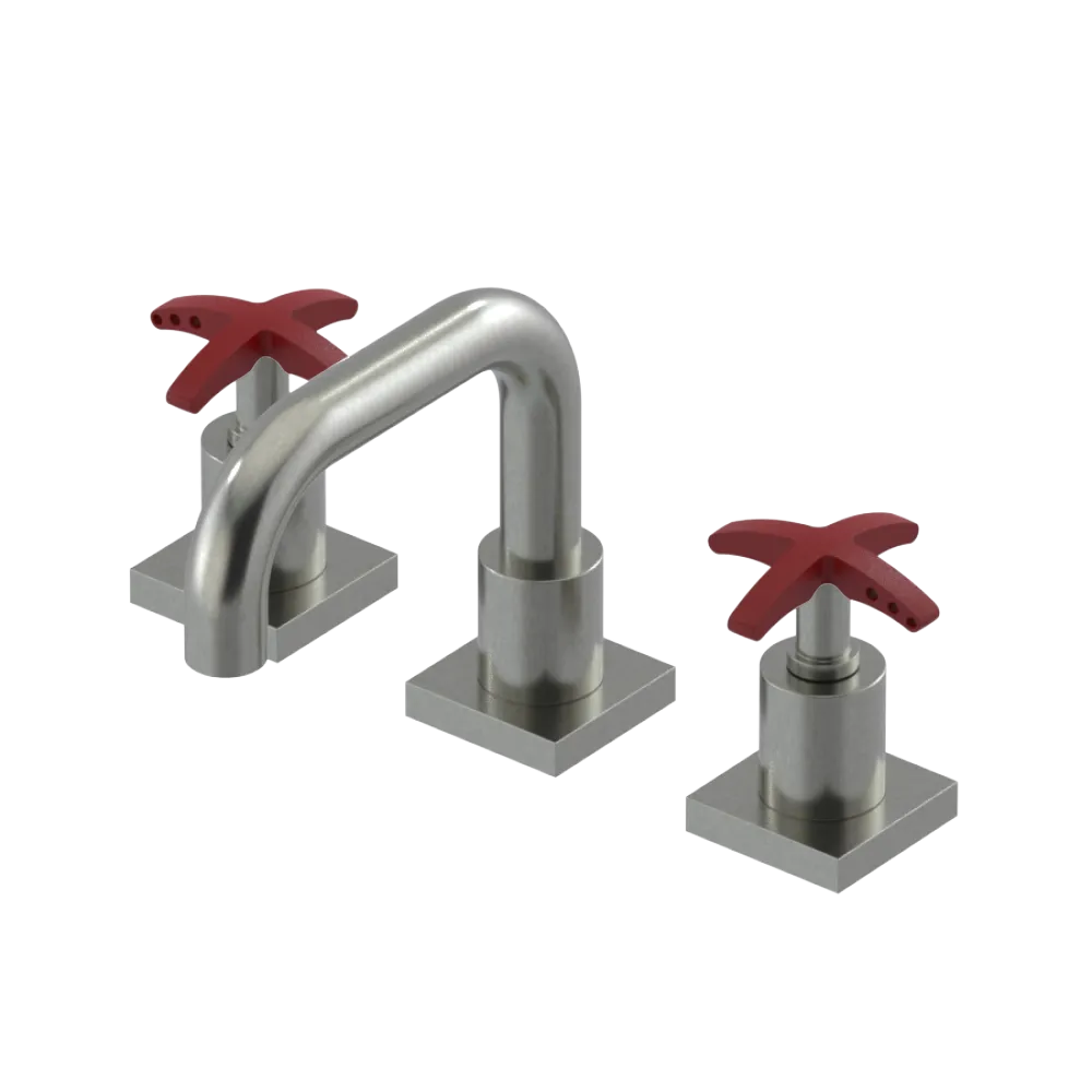 Rubinet Widespread Lav. Set. with Genesis spout (less drain) Satin Nickel