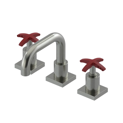 Rubinet Widespread Lav. Set. with Genesis spout (less drain) Satin Nickel