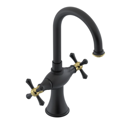 Rubinet Single Hole Dual Handle Lav. Set. (less drain) Matt Black