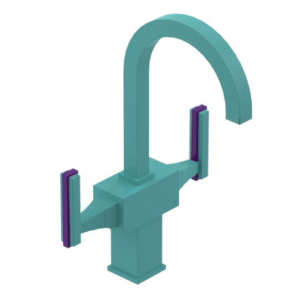 Rubinet Single Hole Dual Handle Lav. Set. (less drain) Aqua