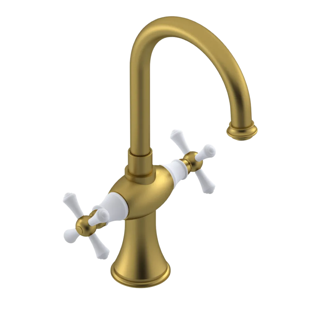 Rubinet Single Hole Dual Handle Lav. Set. (less drain) Antique Brass Matt