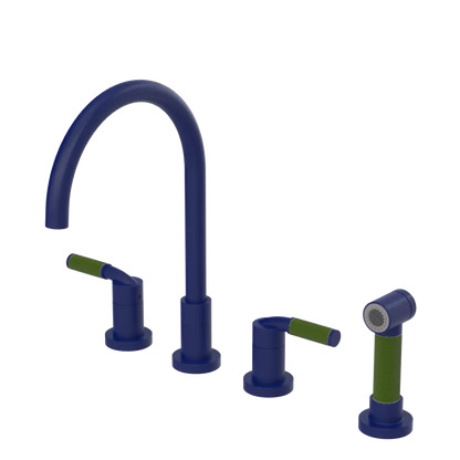 Rubinet Widespread Kitchen Set with Hand Spray Midnight Blue