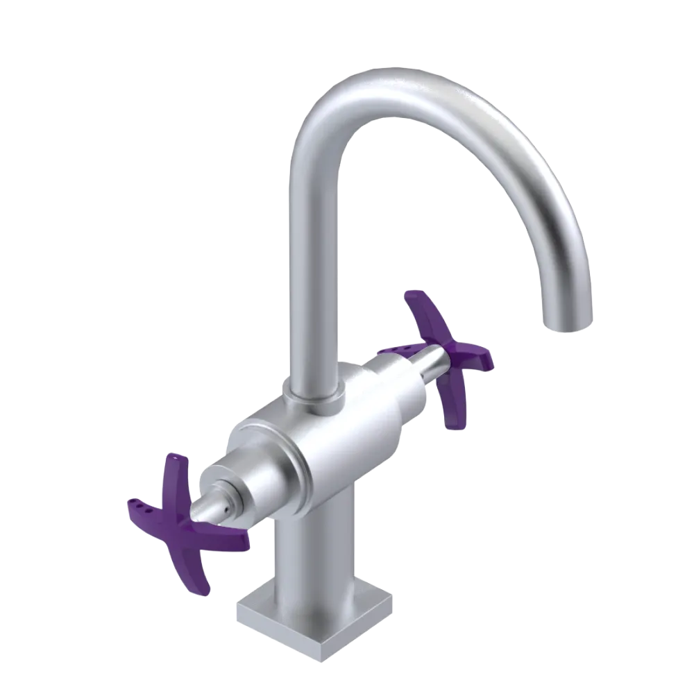 Rubinet Single Hole Dual Handle Lav. Set. (less drain) Satin Chrome