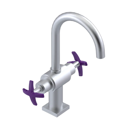 Rubinet Single Hole Dual Handle Lav. Set. (less drain) Satin Chrome