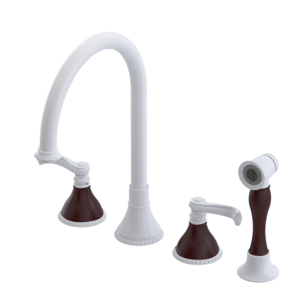 Rubinet Widespread Kitchen Set with Hand Spray White