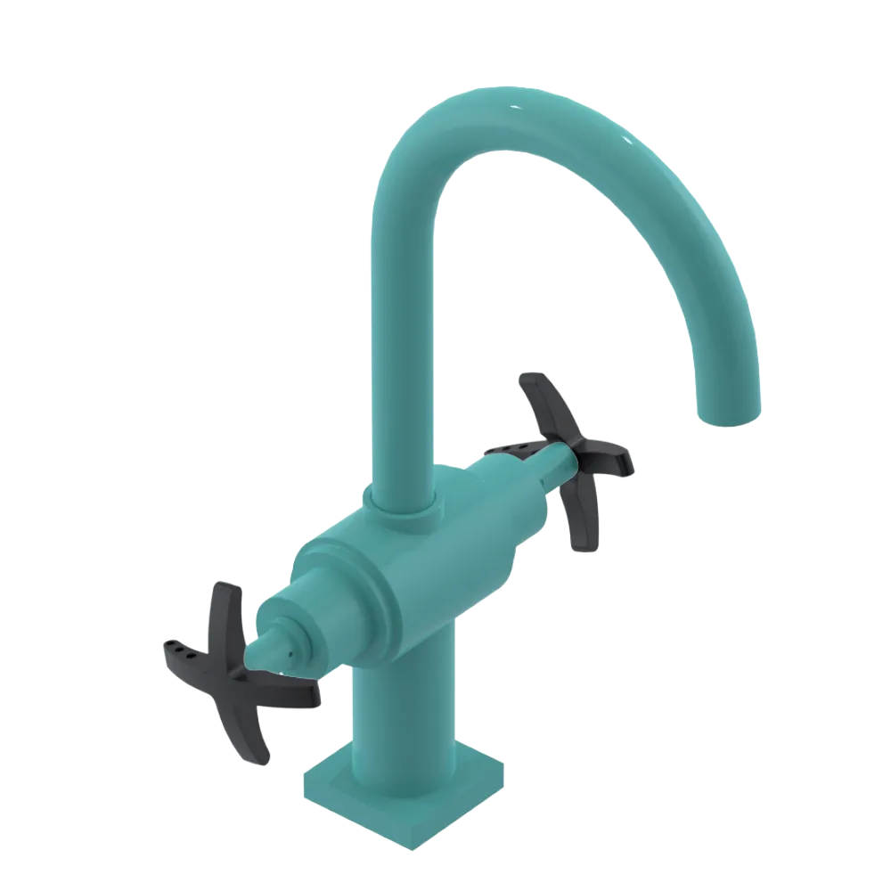 Rubinet Single Hole Dual Handle Lav. Set. (less drain) Aqua