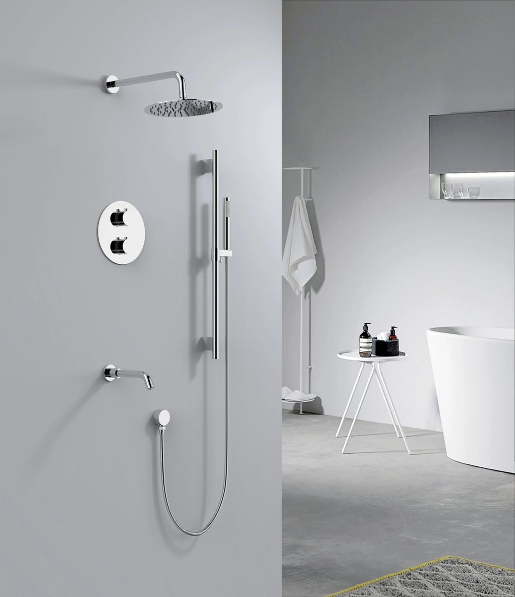 Aquaflo Rund 3-Way Thermostatic Shower Set