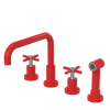 Rubinet Widespread Kitchen Set with Hand Spray Red