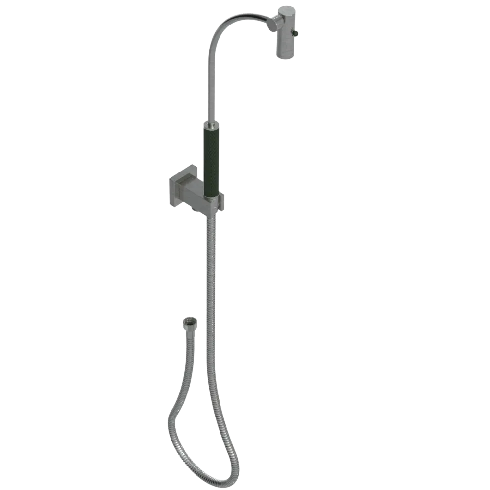 Rubinet Hand Held Shower Bidet with Extended Reach & Dual Function Spray Including Wall Bracket with Supply & Hose (Square) Satin Nickel