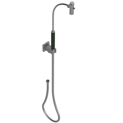 Rubinet Hand Held Shower Bidet with Extended Reach & Dual Function Spray Including Wall Bracket with Supply & Hose (Square) Satin Nickel