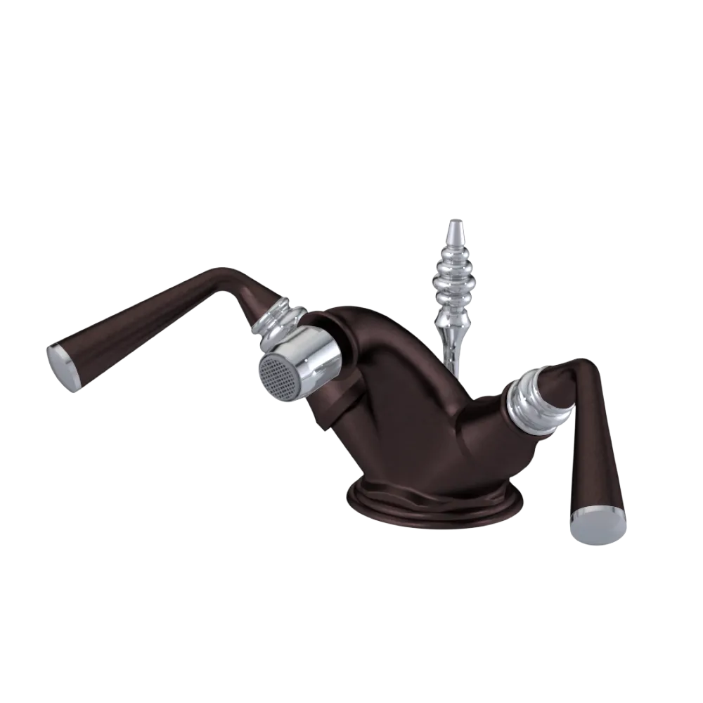 Rubinet Single Hole Dual Handle Bidet Fitting (Less Drain) Tuscan Brass