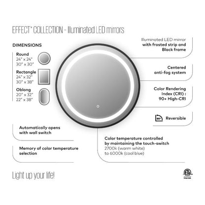 KALIA EFFECTLED-illuminated bathroom mirror - 24" x 24"