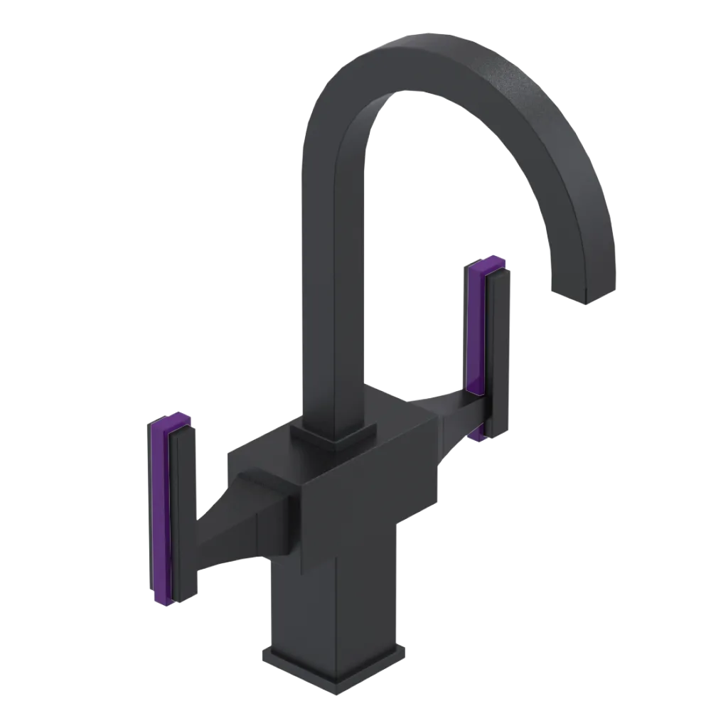 Rubinet Single Hole Dual Handle Lav. Set. (less drain) Matt Black