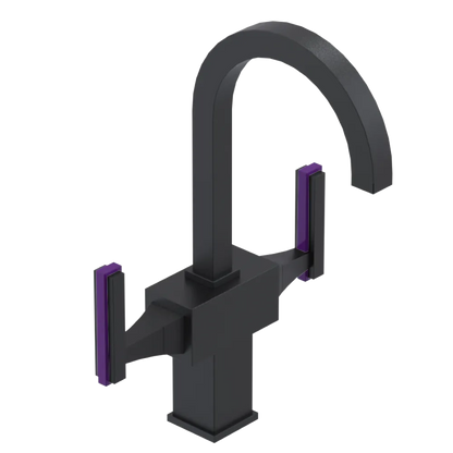 Rubinet Single Hole Dual Handle Lav. Set. (less drain) Matt Black