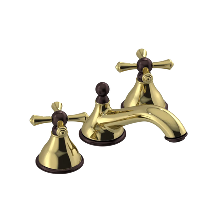 Rubinet Widespread Lav. Set. (less drain) Natural Brass