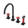 Rubinet Widespread Kitchen Set with Hand Spray Matt Black