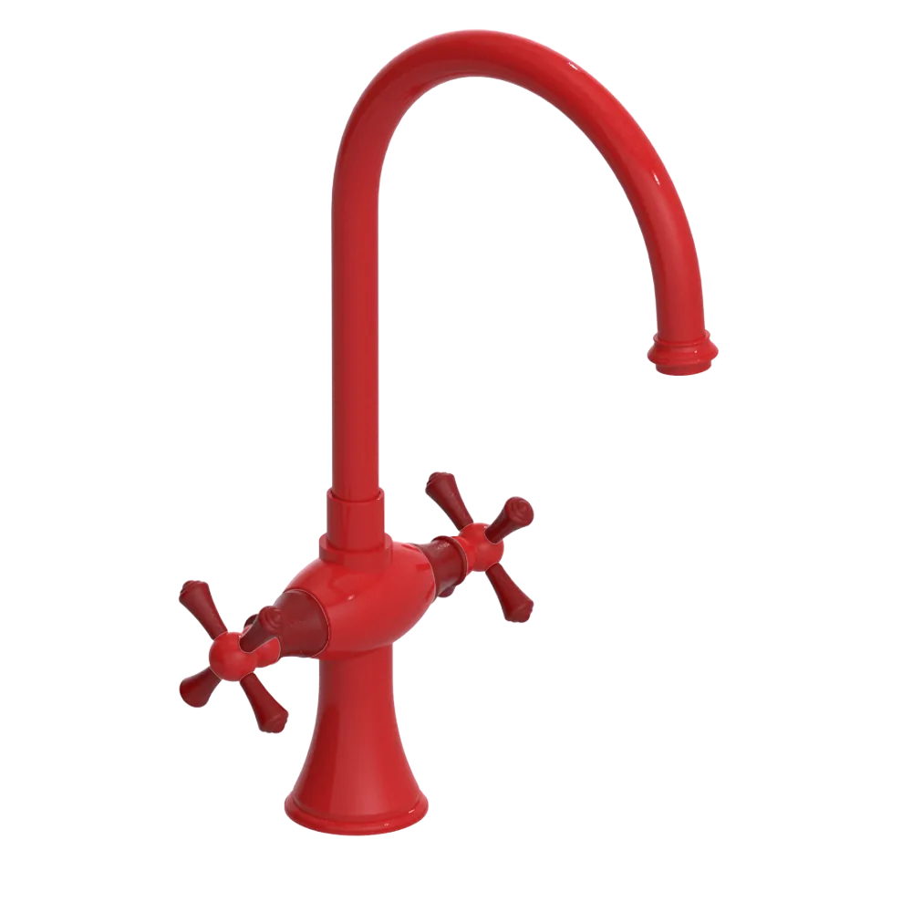 Rubinet Two Handle Single Hole Kitchen Set Red