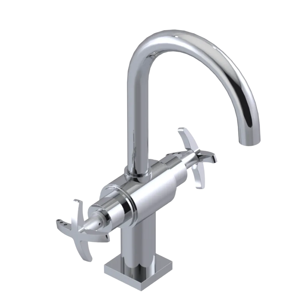 Rubinet Single Hole Dual Handle Lav. Set. (less drain) Chrome