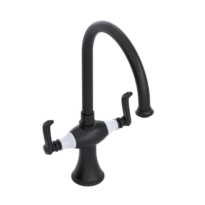 Rubinet Two Handle Single Hole Kitchen Set Matt Black