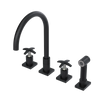 Rubinet Widespread Kitchen Set with Hand Spray Matt Black