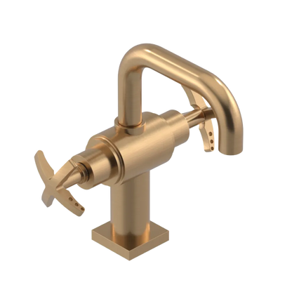 Rubinet Single Hole Dual Handle Lav. Set. with Genesis spout (less drain) Satin Gold