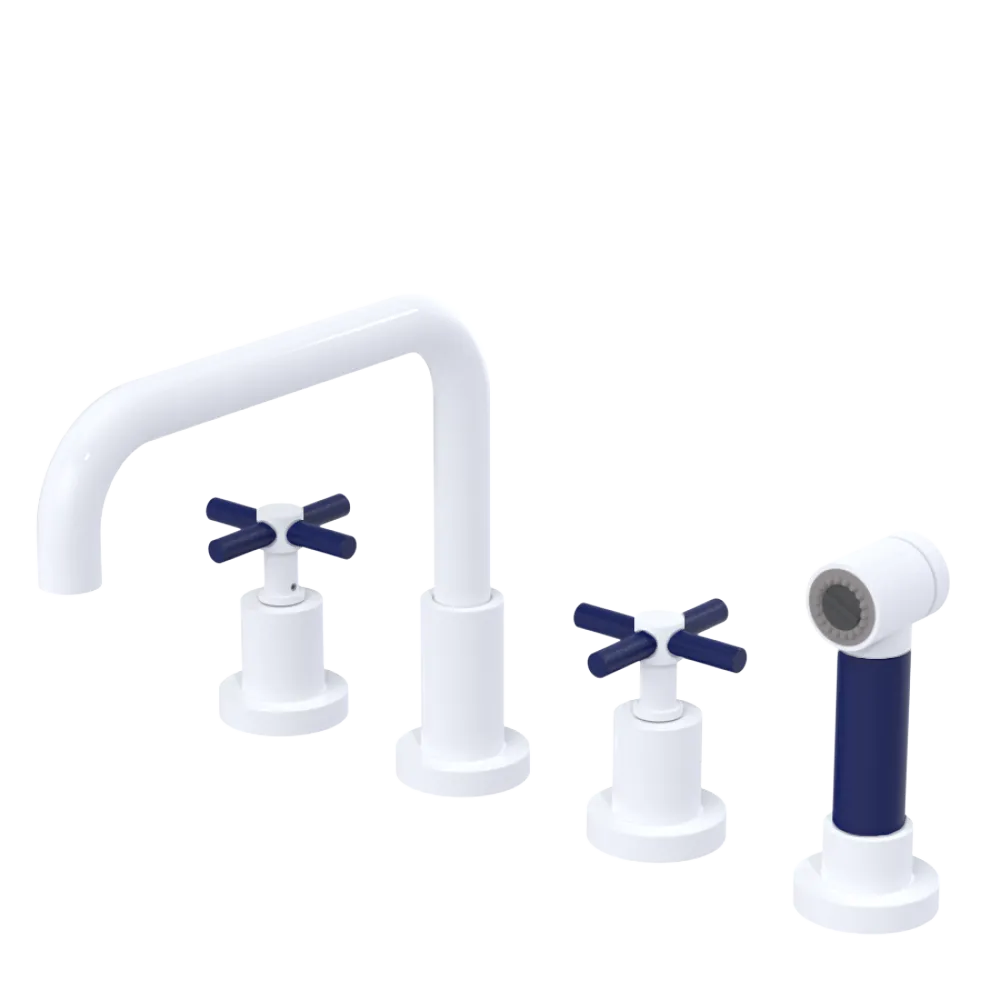 Rubinet Widespread Kitchen Set with Hand Spray White