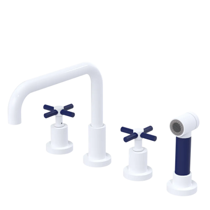 Rubinet Widespread Kitchen Set with Hand Spray White