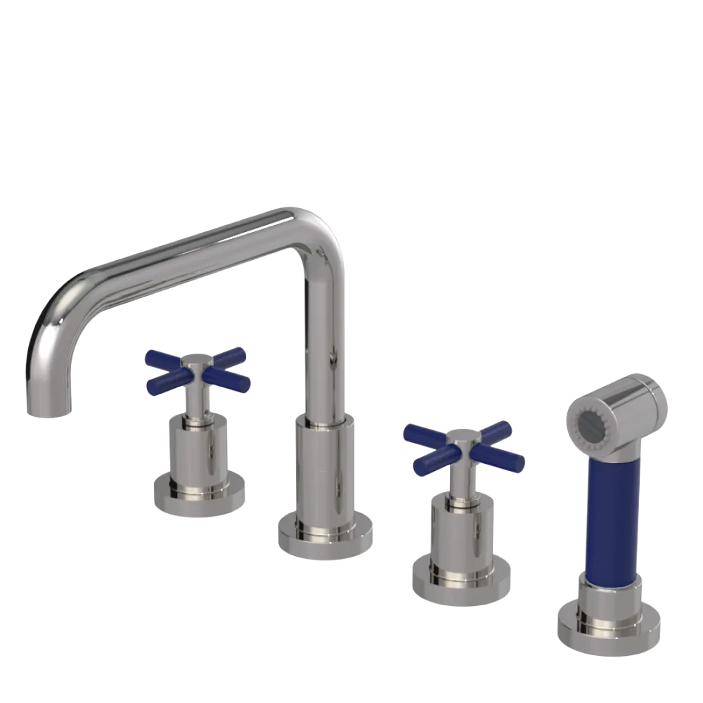Rubinet Widespread Kitchen Set with Hand Spray Polished Nickel