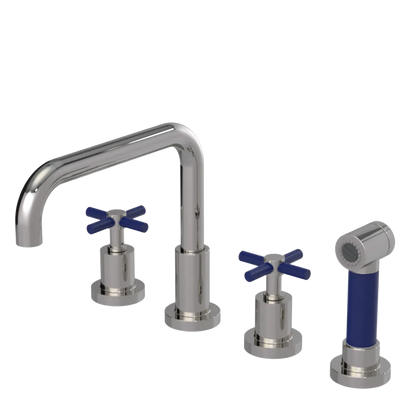 Rubinet Widespread Kitchen Set with Hand Spray Polished Nickel