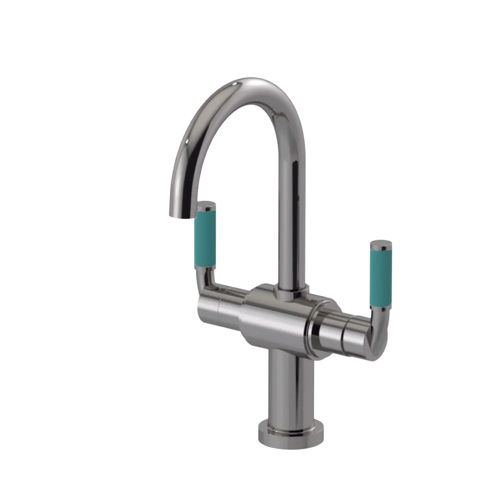 Rubinet Single Hole Dual Handle Lav. Set. (less drain) Polished Nickel