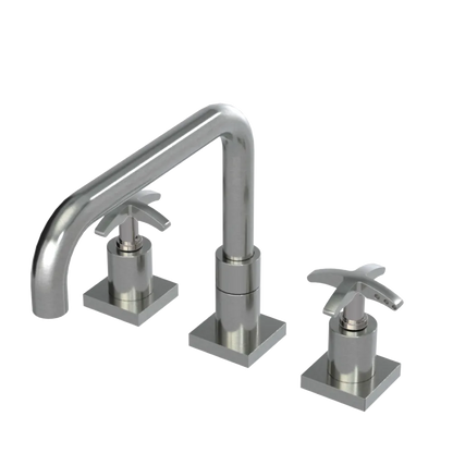 Rubinet Widespread Kitchen Set with Genesis Spout Satin Nickel
